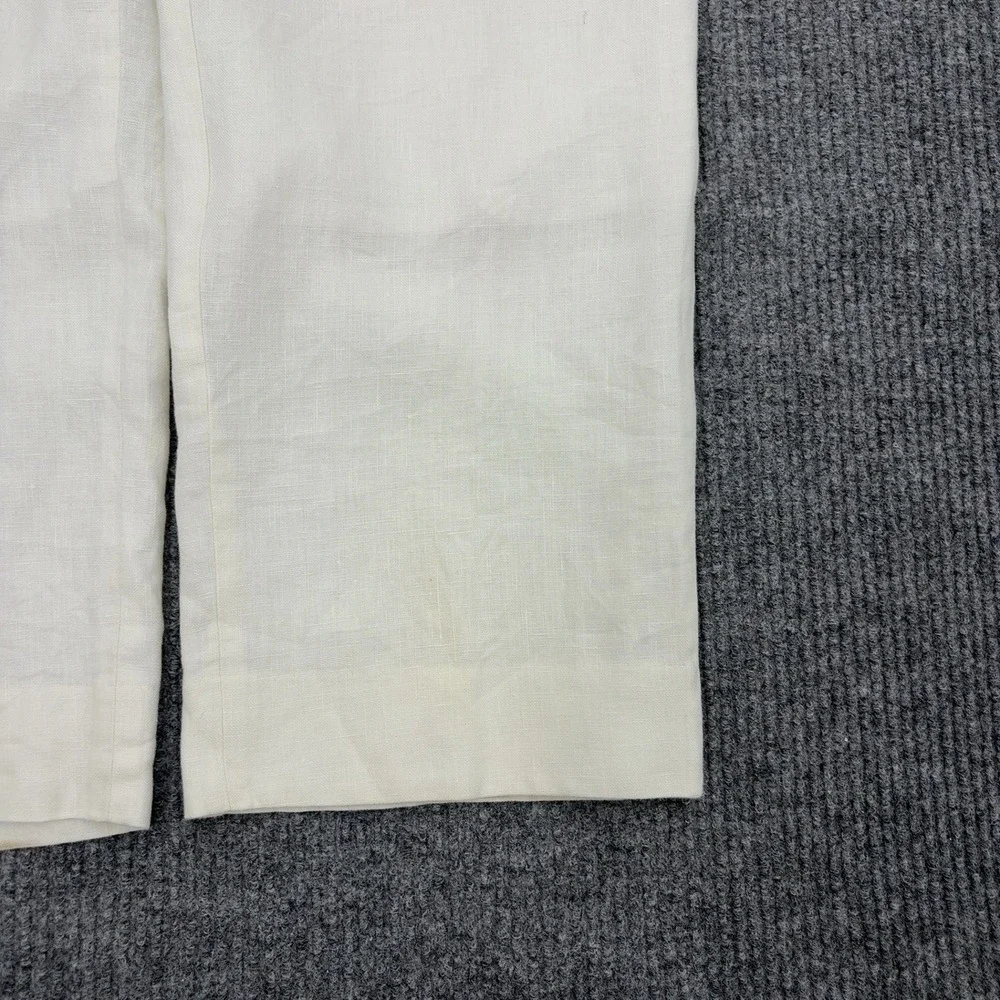 Vintage Calvin Klein Pants Mens 36x30 Cream Linen Flat Front Casual Luxury Style